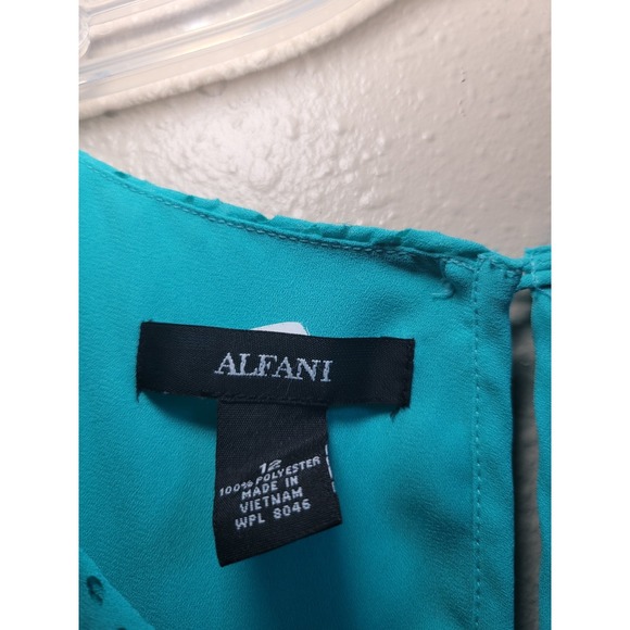 Alfani Sleeveless Layered Top with Textured‎ Pattern Aqua Size 12 - Picture 8 of 9
